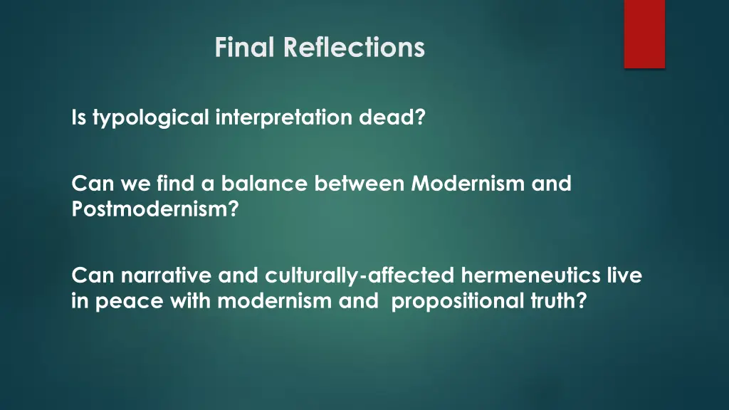 final reflections