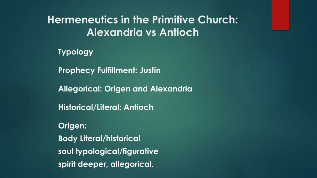 hermeneutics in the primitive church alexandria