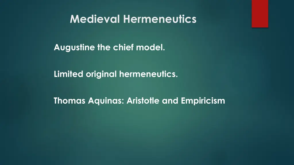 medieval hermeneutics