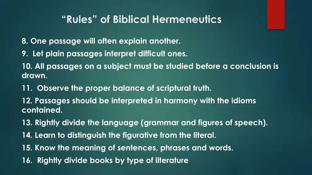 rules of biblical hermeneutics 1