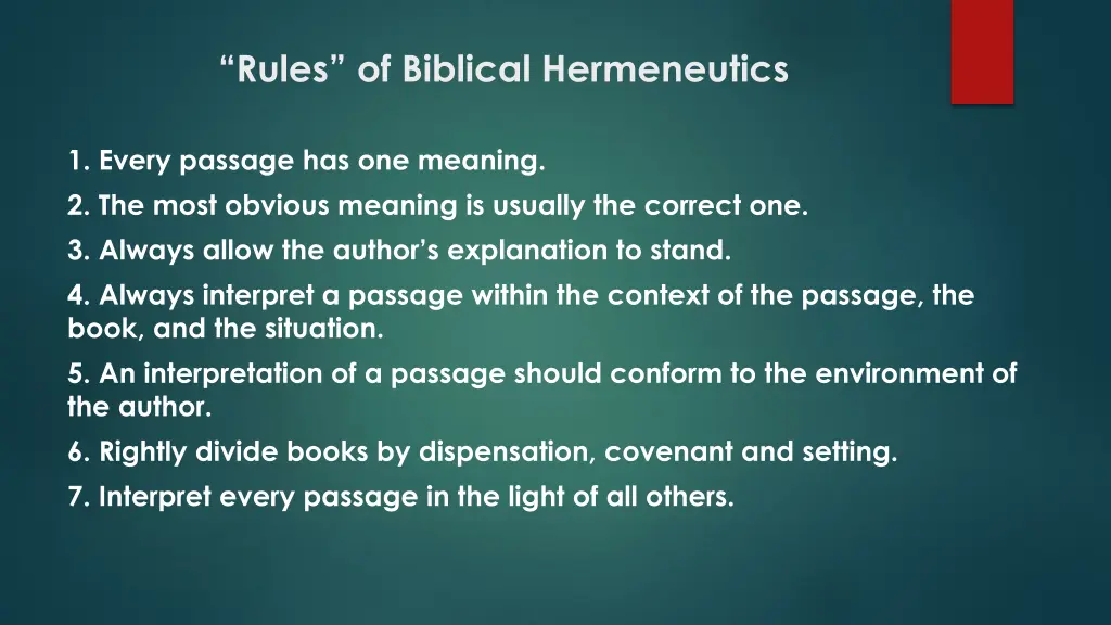rules of biblical hermeneutics