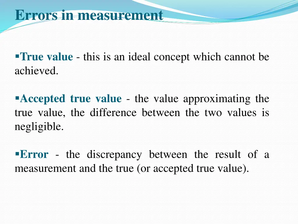 errors in measurement