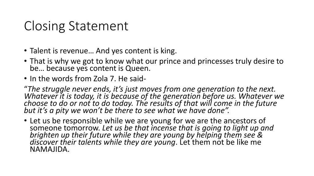 closing statement