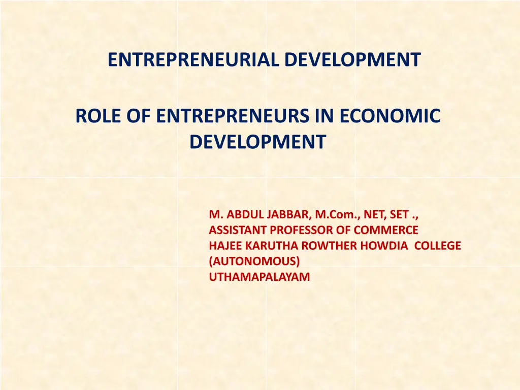 entrepreneurial development