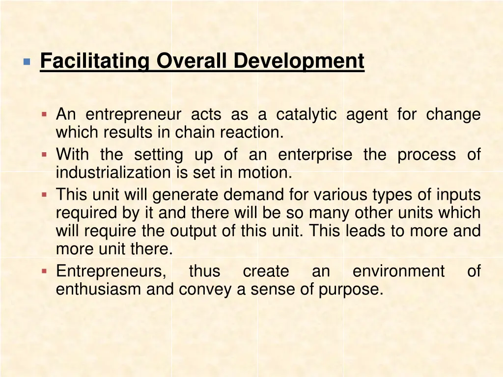 facilitating overall development