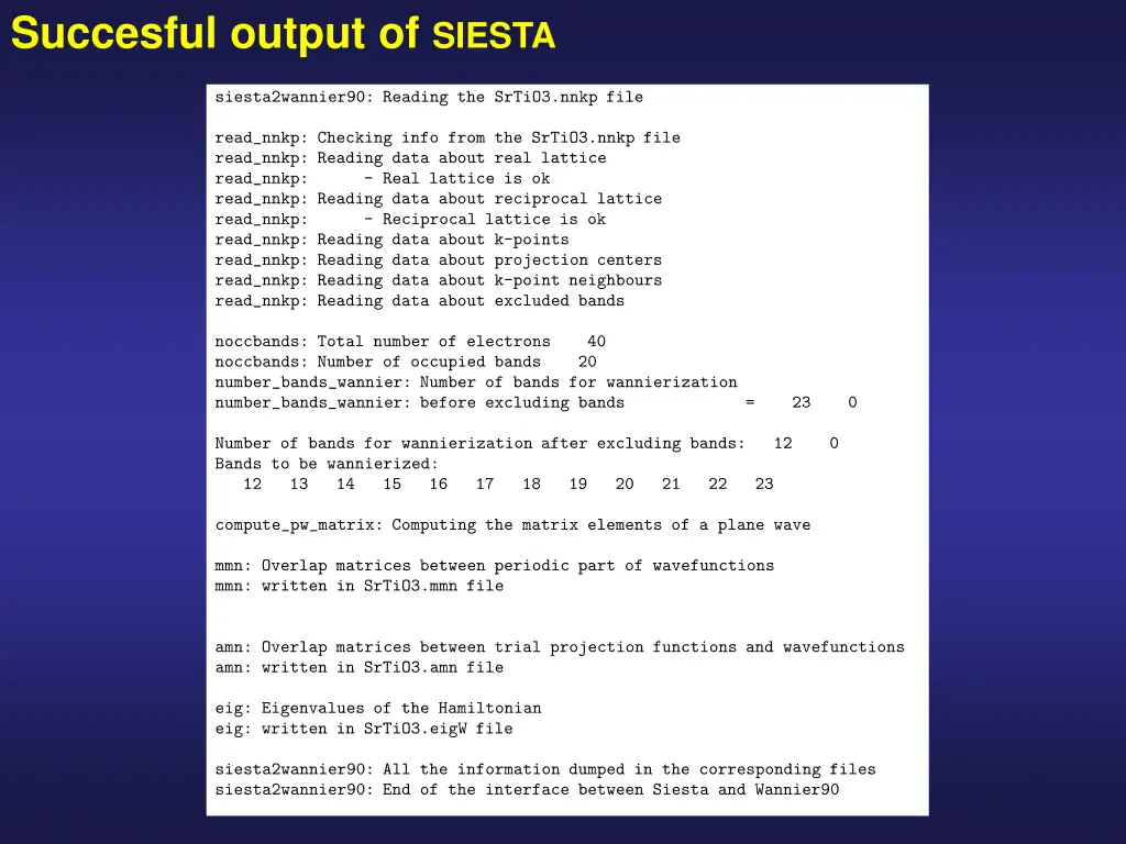 succesful output of siesta