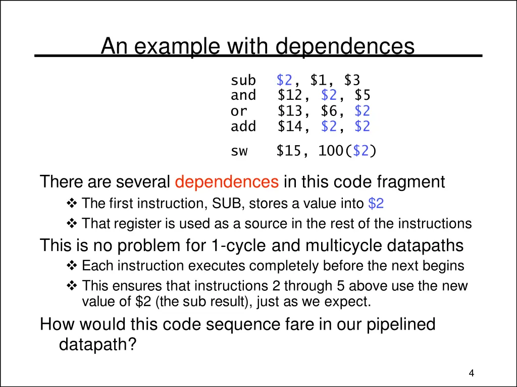 an example with dependences 1