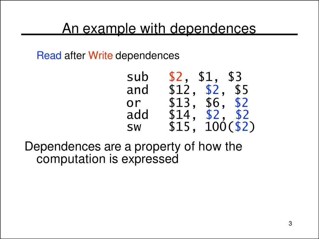 an example with dependences