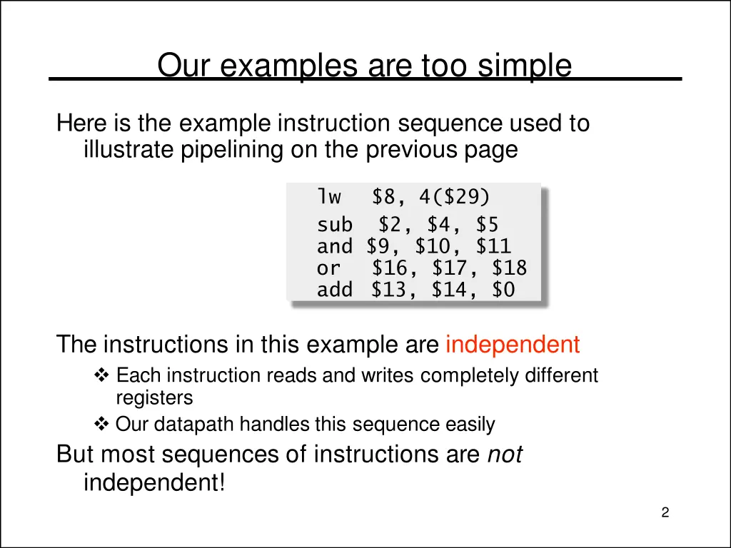our examples are too simple