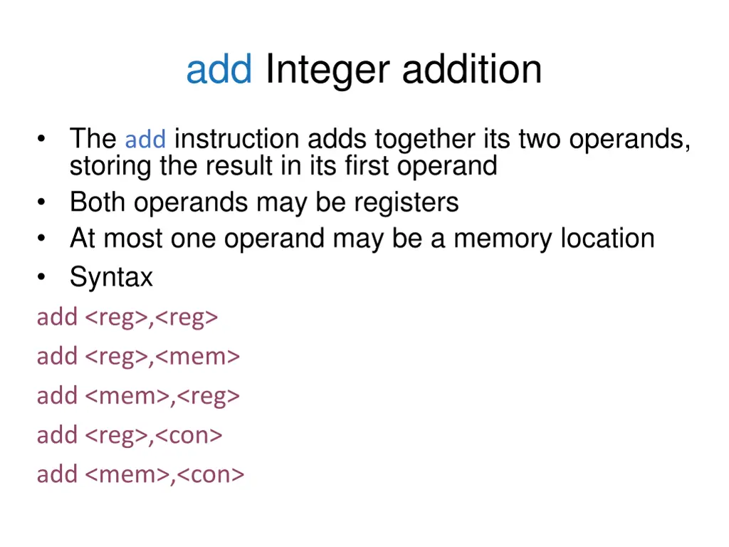 add integer addition
