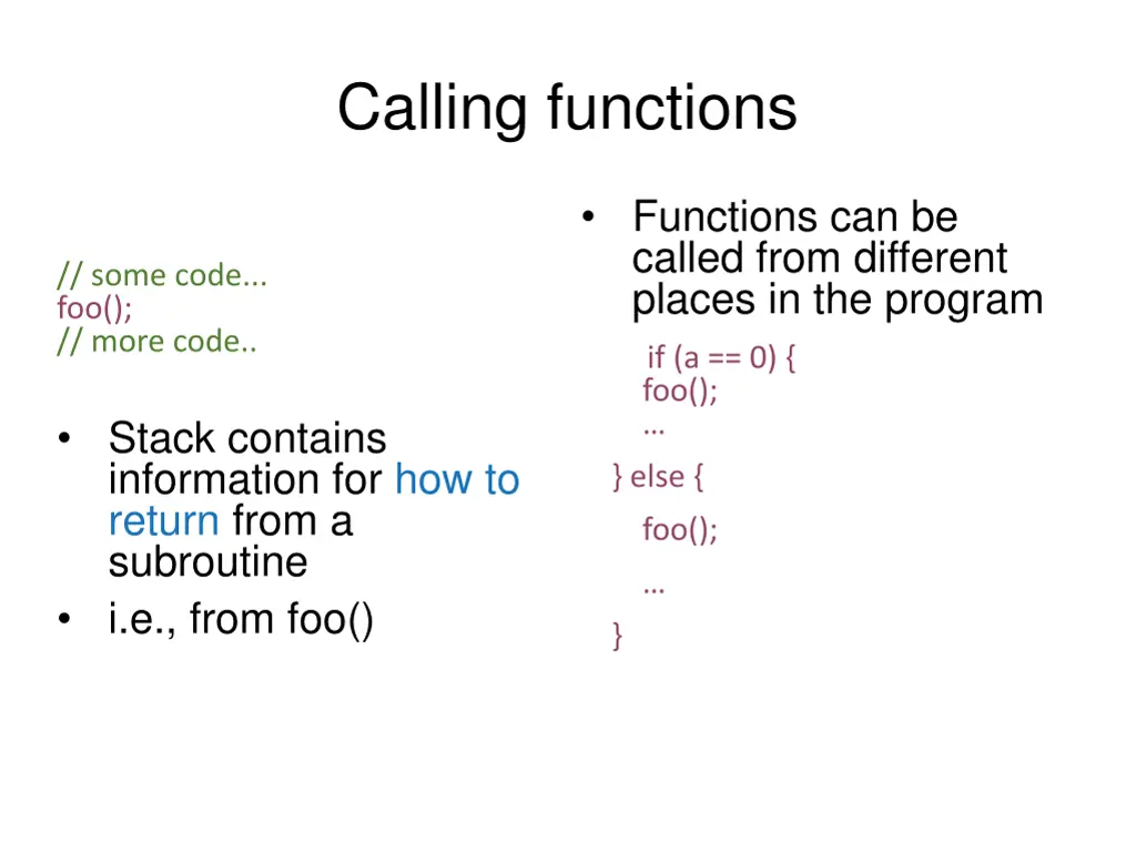 calling functions