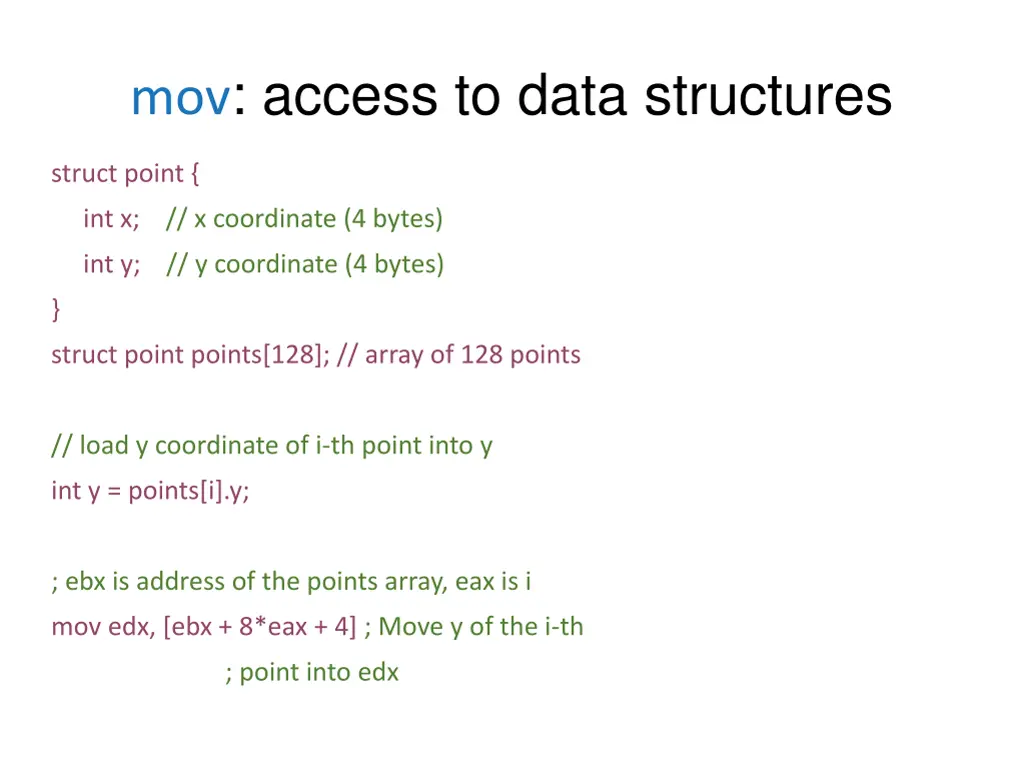 mov access to data structures