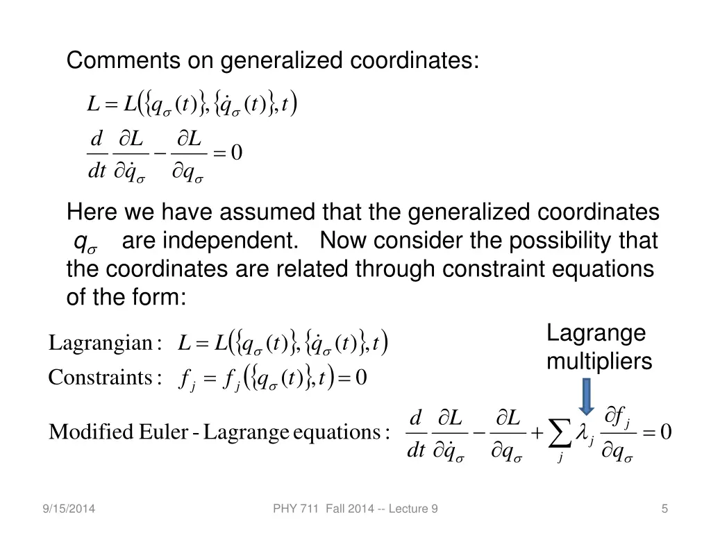 comments on generalized coordinates