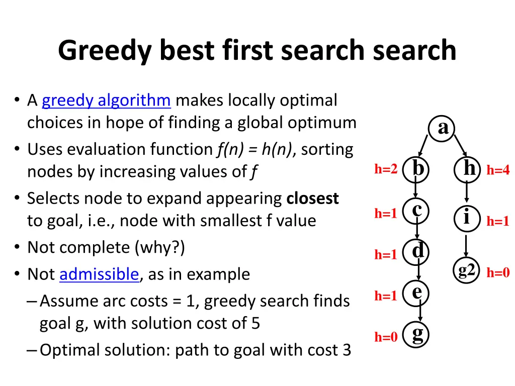 greedy best first search search