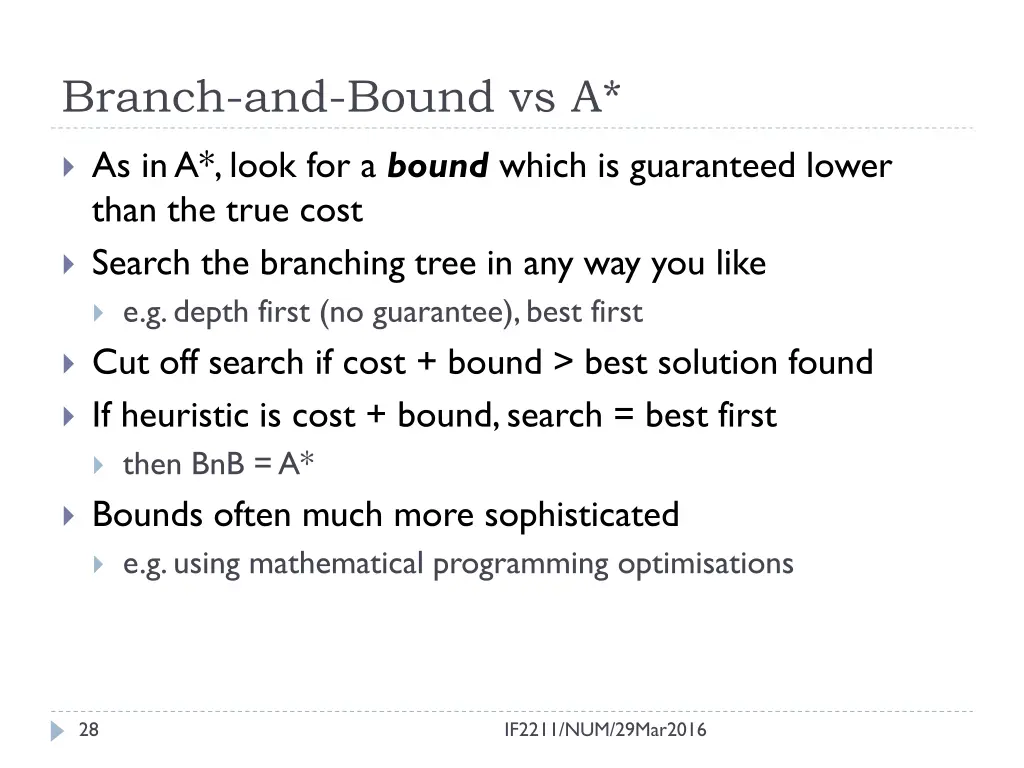 branch and bound vs a