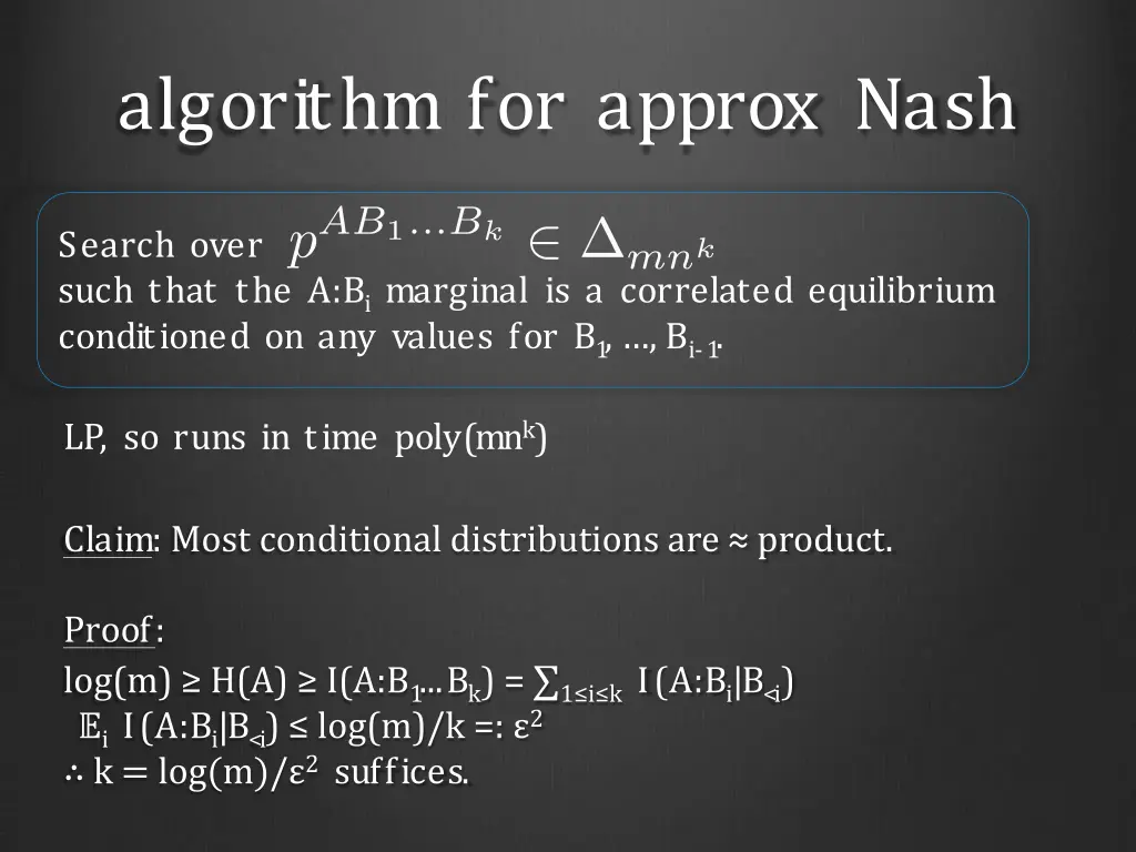 algorithm for approx nash