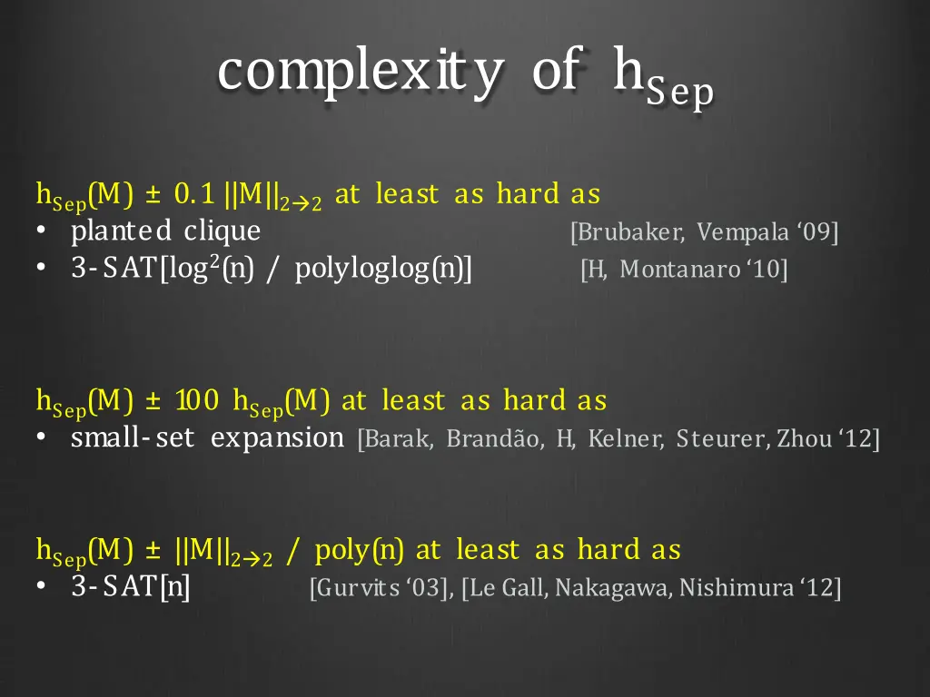 complexity of h sep