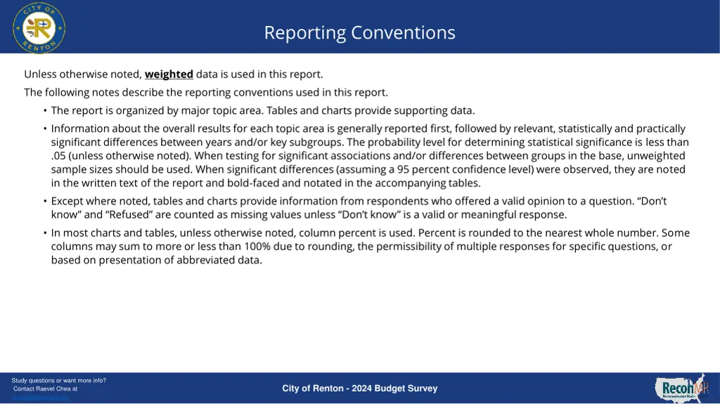 reporting conventions