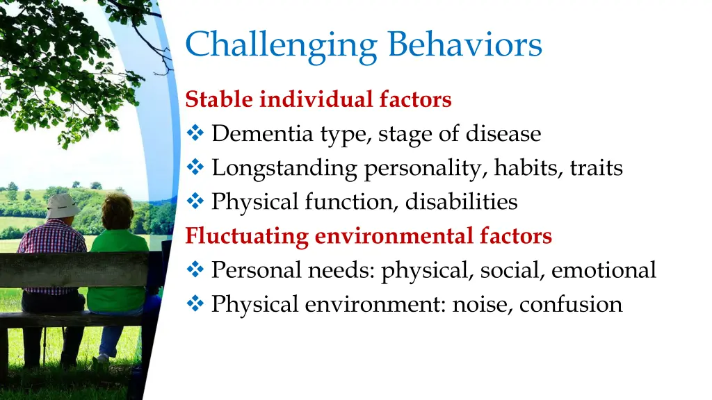challenging behaviors