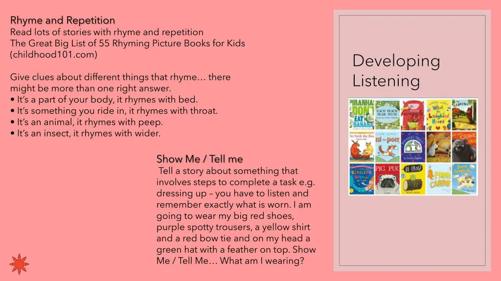 rhyme and repetition read lots of stories with
