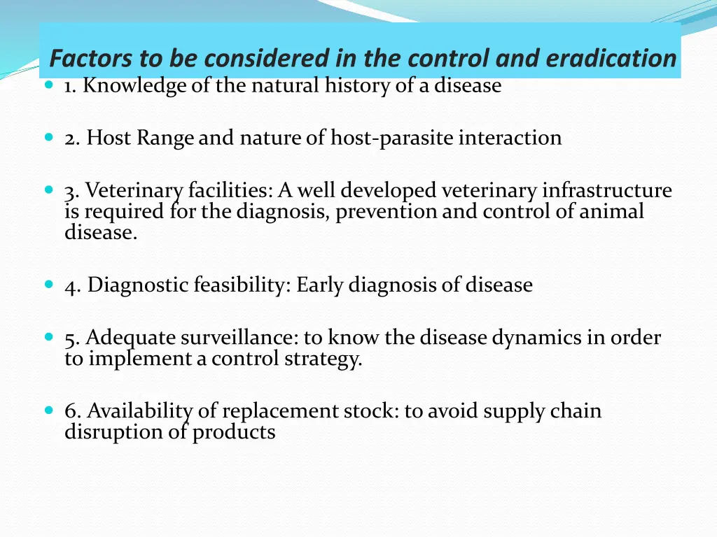 factors to be considered in the control
