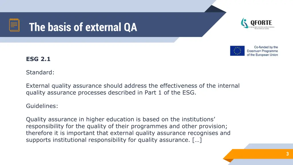 the basis of external qa
