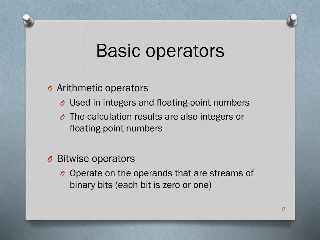 basic operators