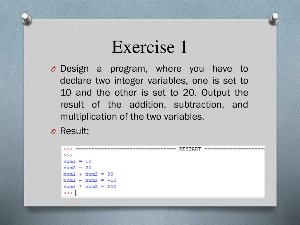 exercise 1