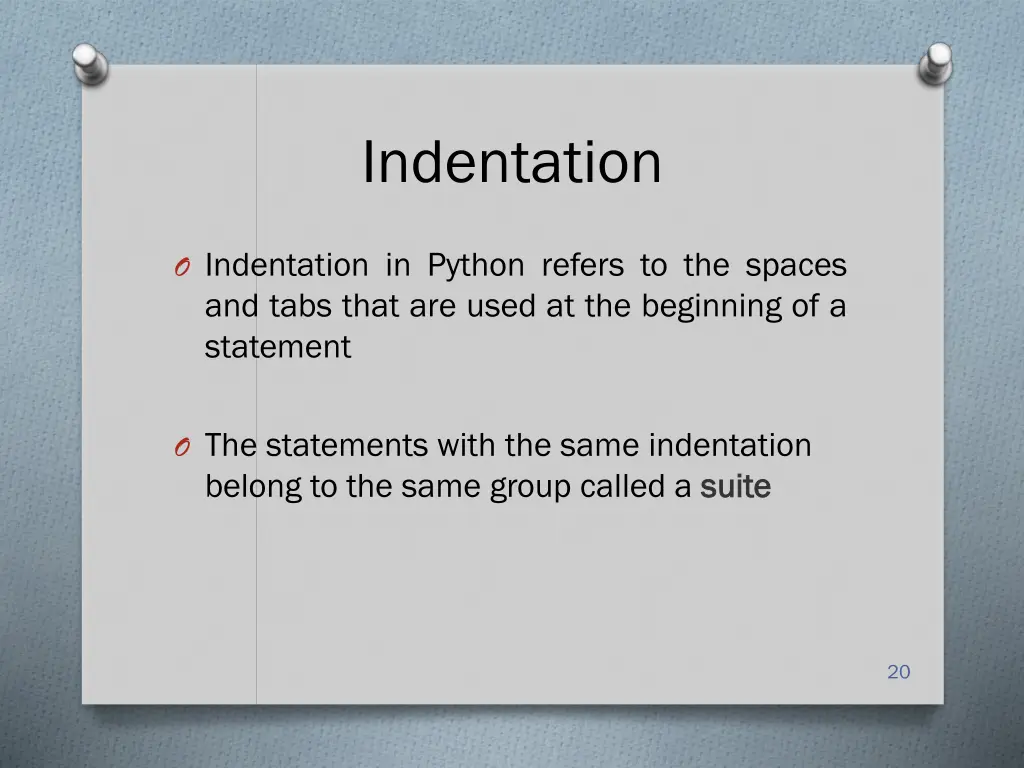 indentation