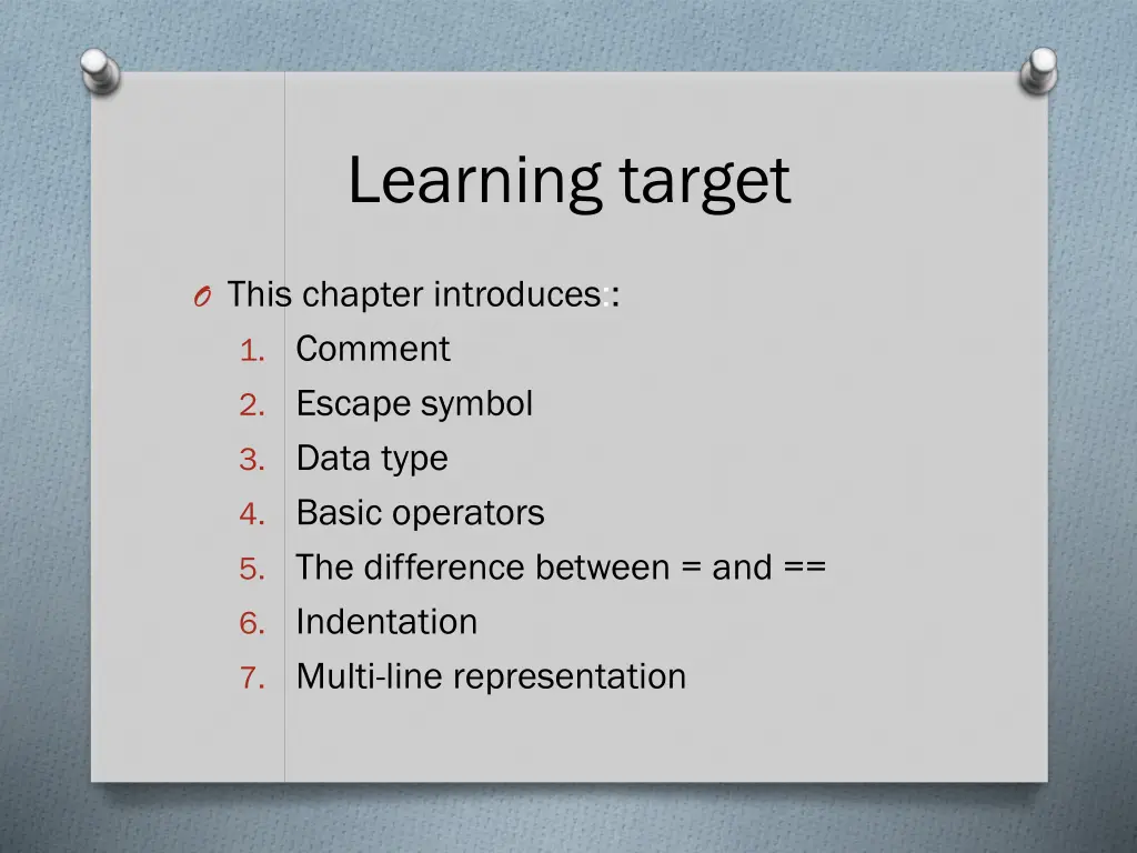learning target