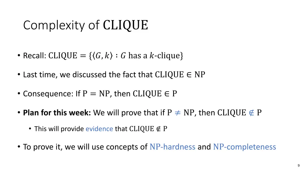 complexity of clique