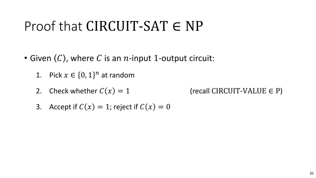 proof that circuit sat np