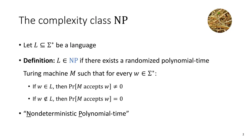the complexity class np