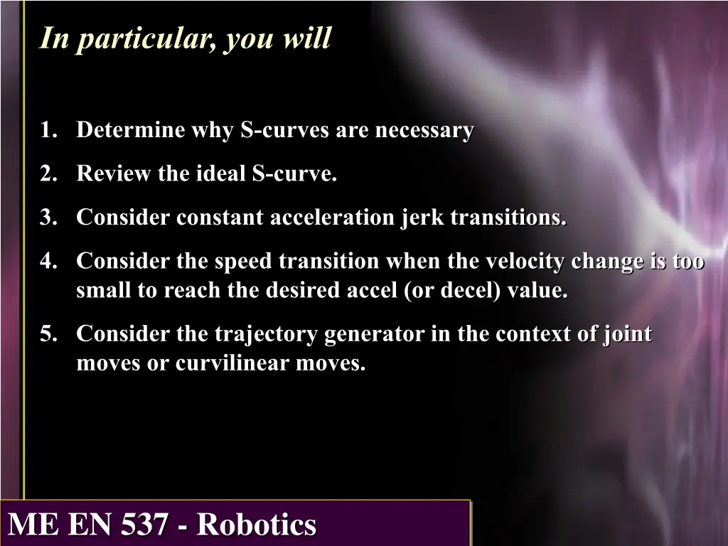 in particular you will