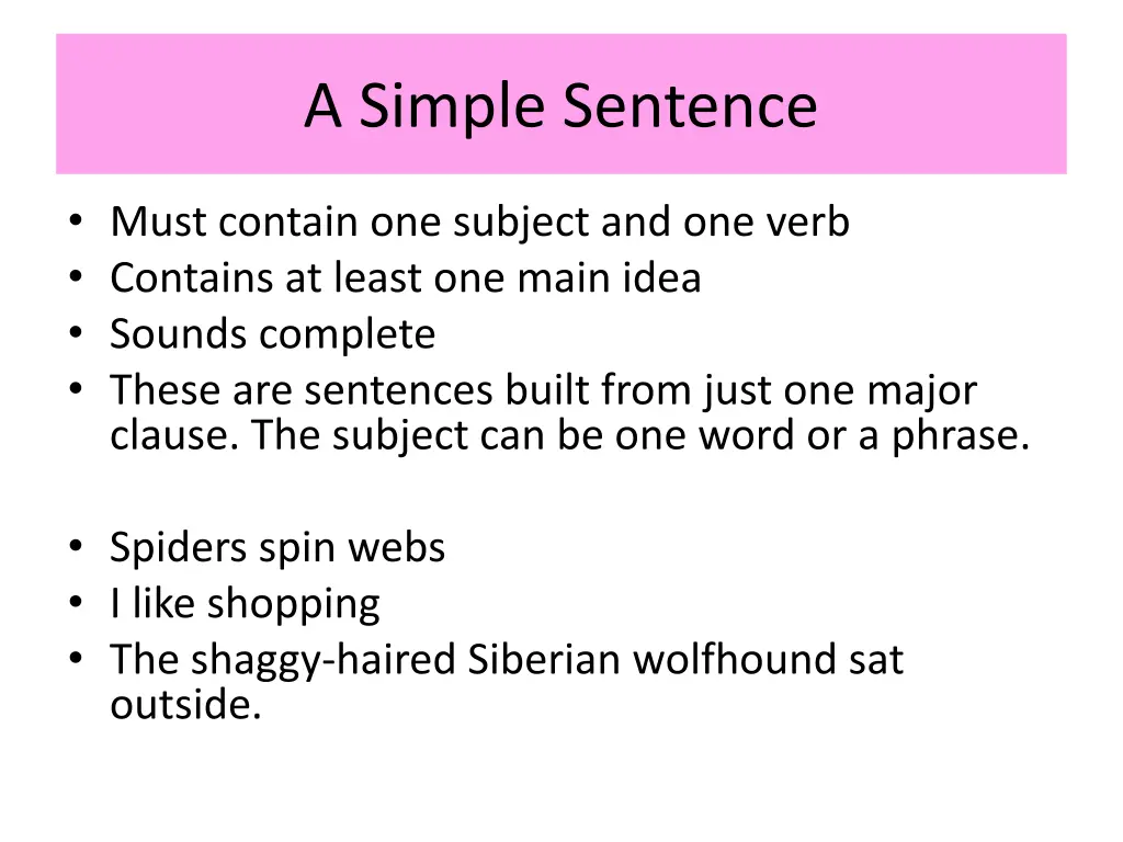 a simple sentence