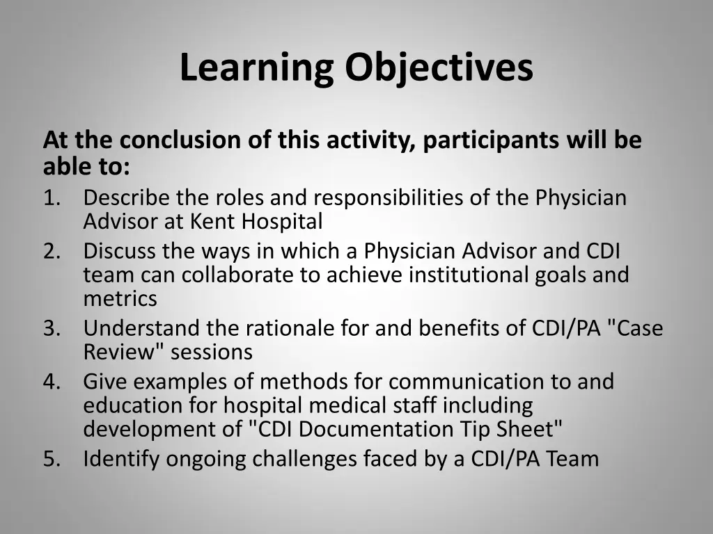 learning objectives