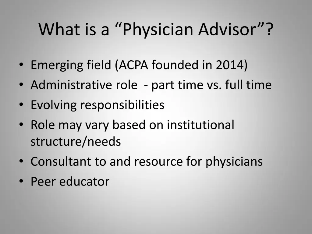 what is a physician advisor 1