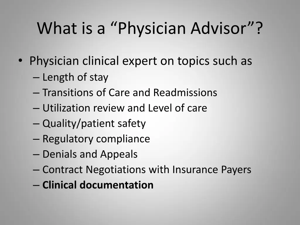 what is a physician advisor 2