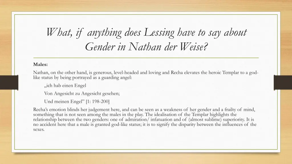 what if anything does lessing have to say about 1