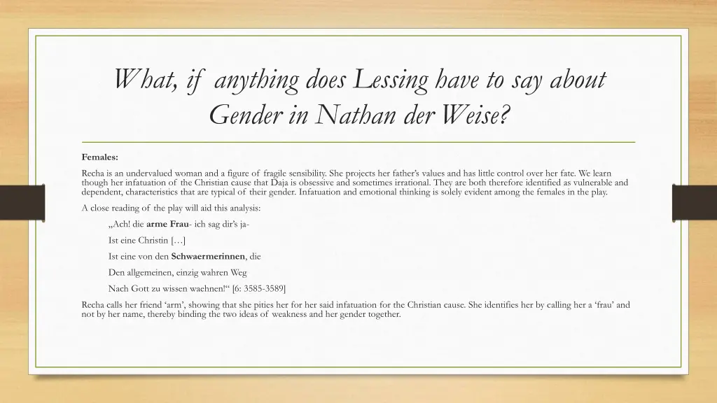 what if anything does lessing have to say about