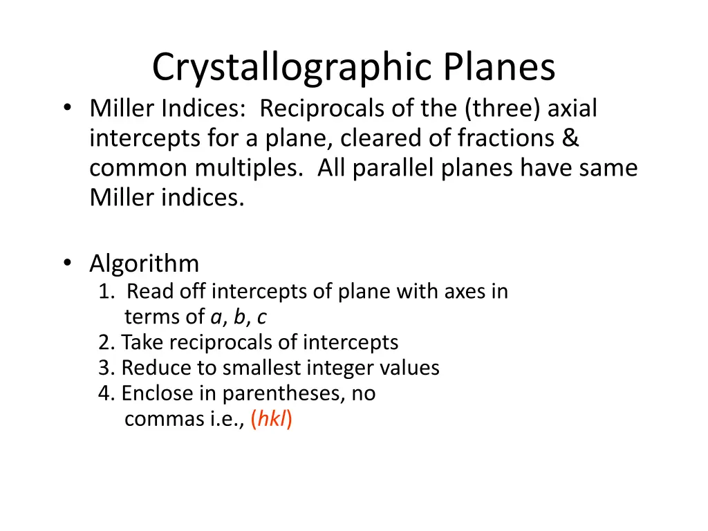crystallographic planes miller indices