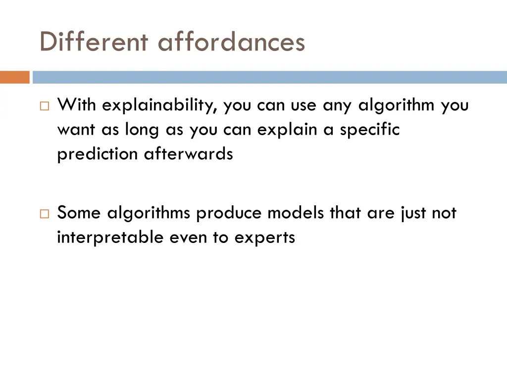 different affordances