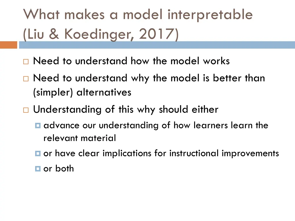 what makes a model interpretable liu koedinger 1