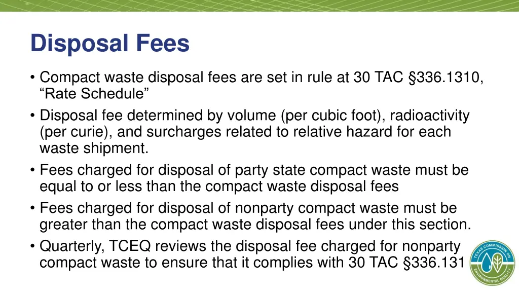 disposal fees