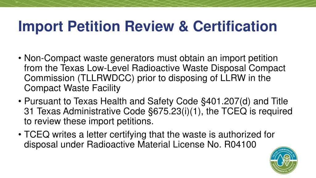 import petition review certification