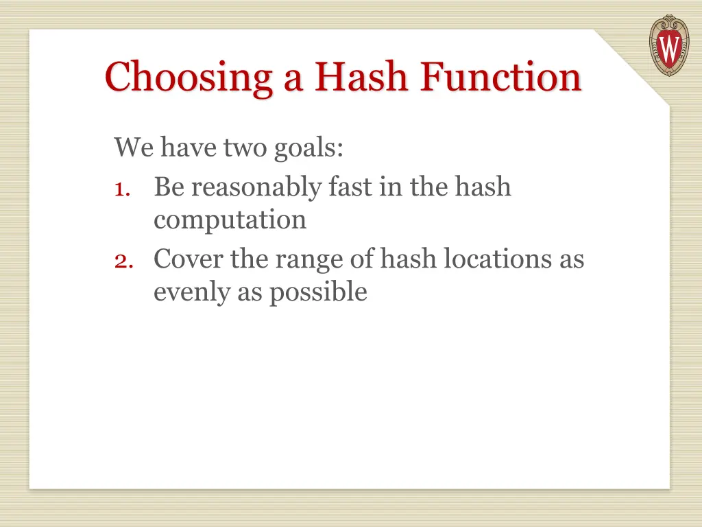 choosing a hash function