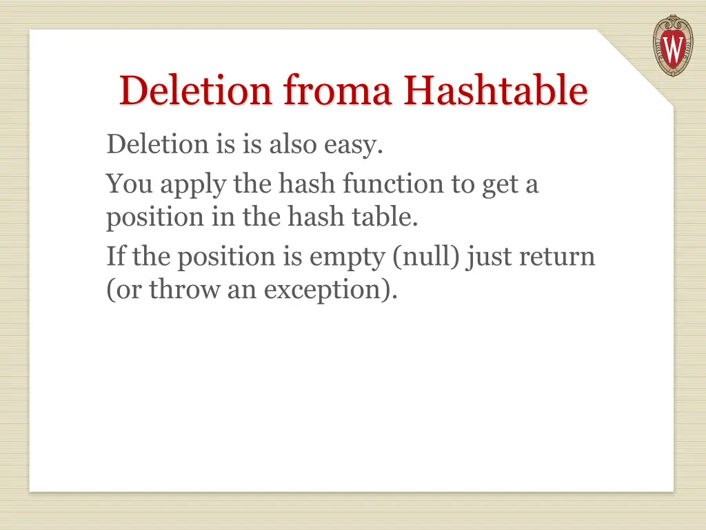 deletion froma hashtable