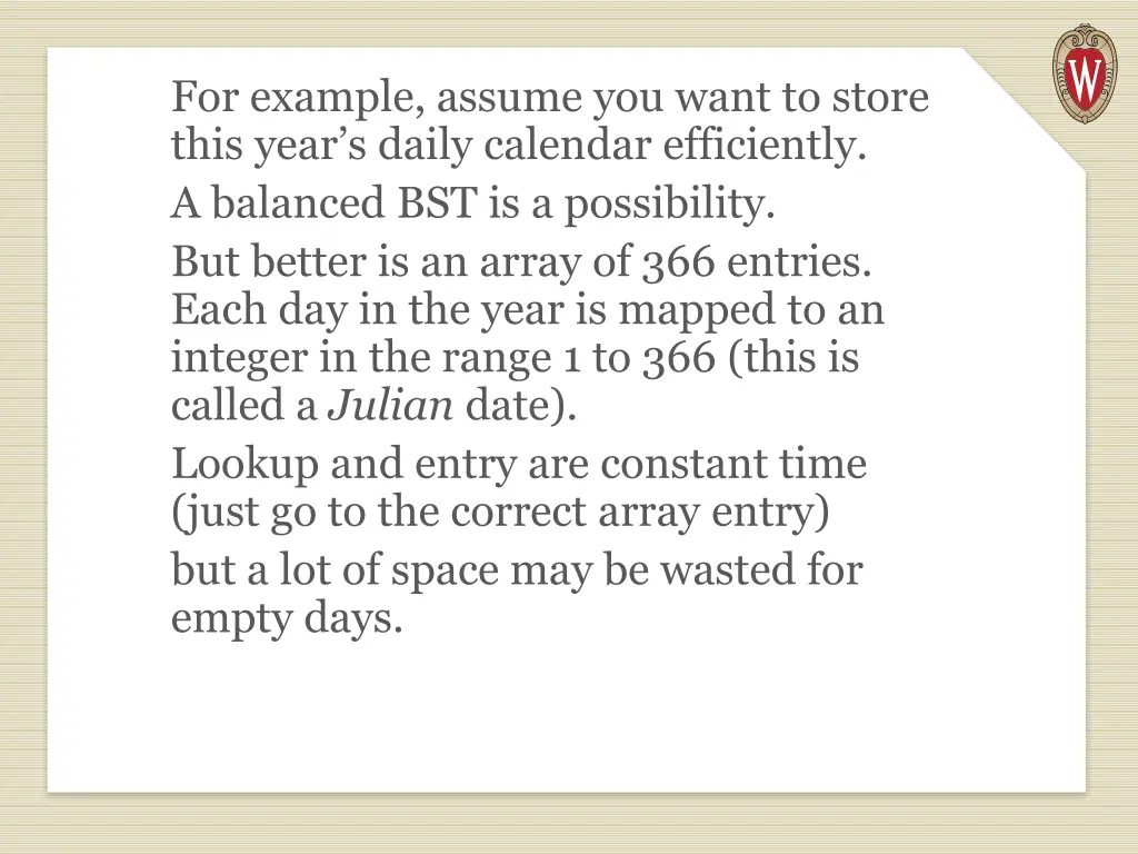 for example assume you want to store this year