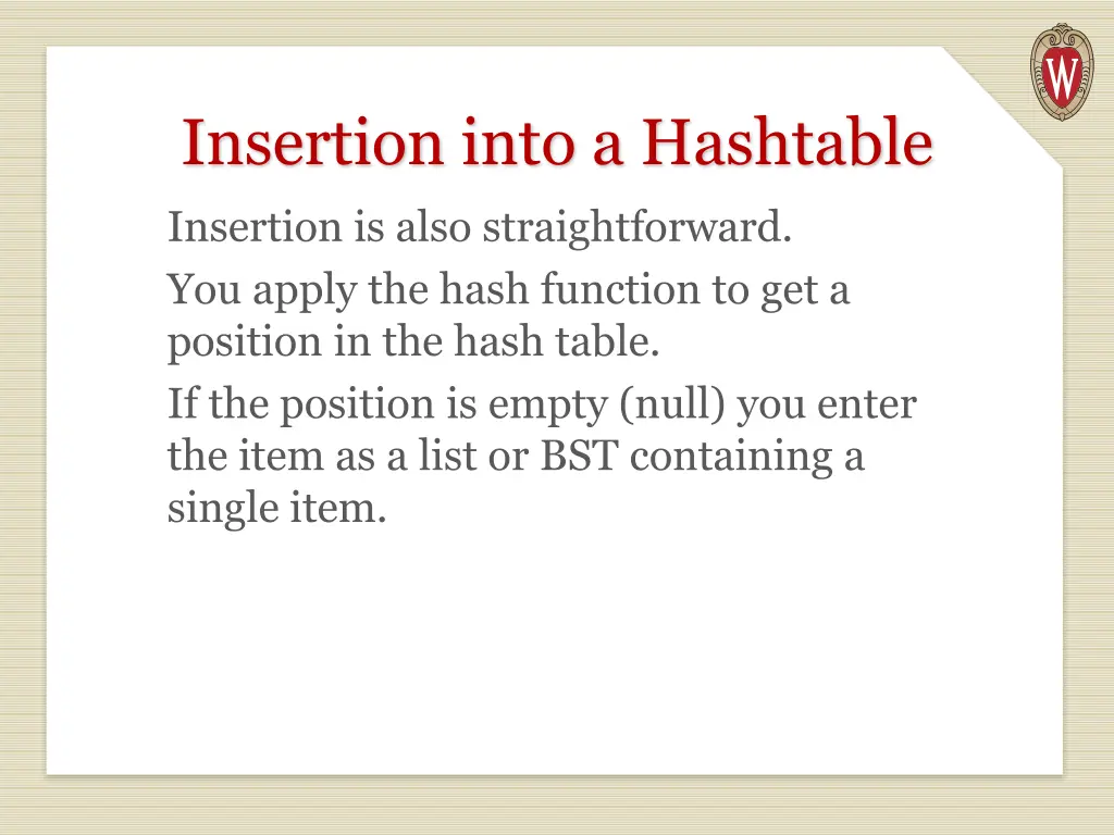 insertion into a hashtable