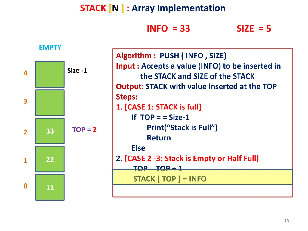 stack n array implementation 13
